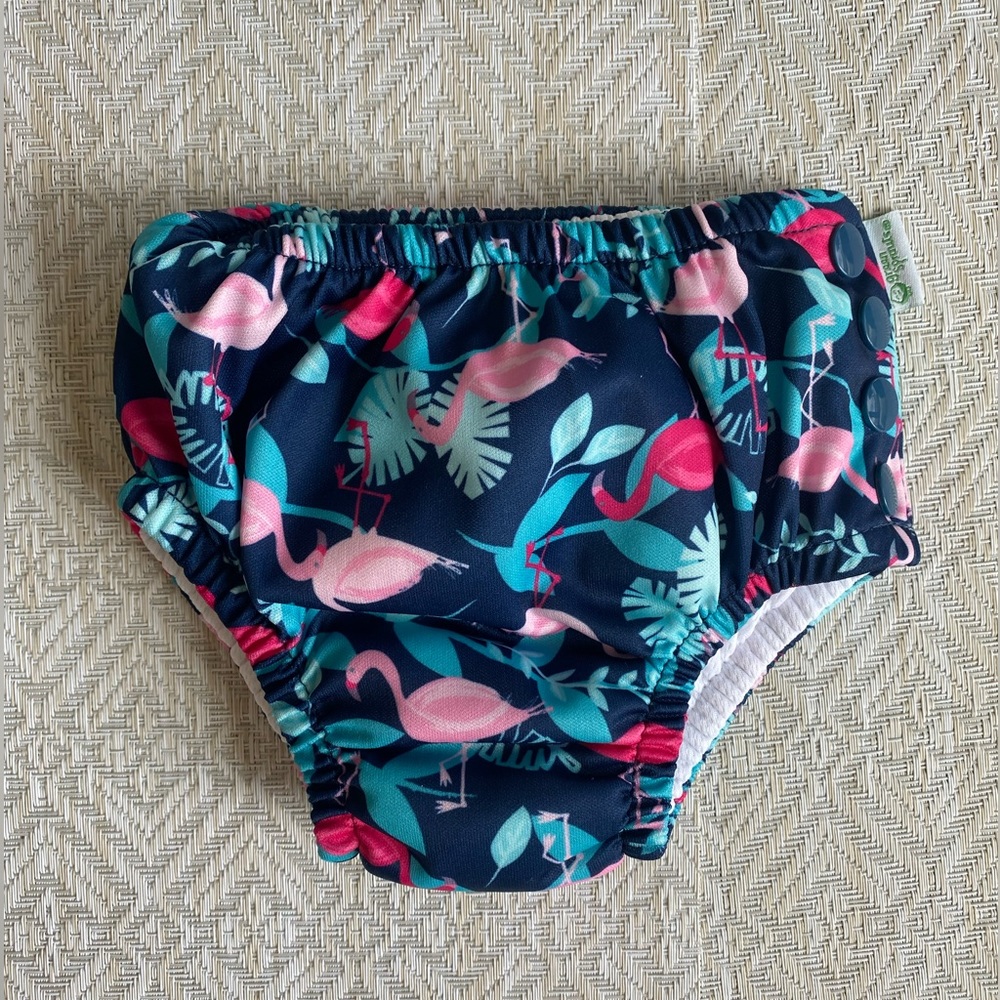 NEW Green Sprouts Swim Diaper 6 Months 6M Bkue Pink Flamingos
